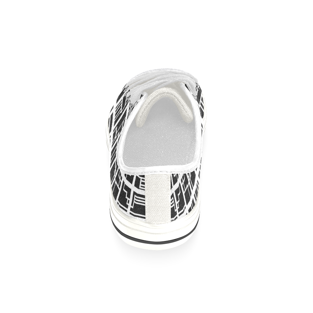Lines and Squares Canvas Women's Shoes/Large Size (Model 018)