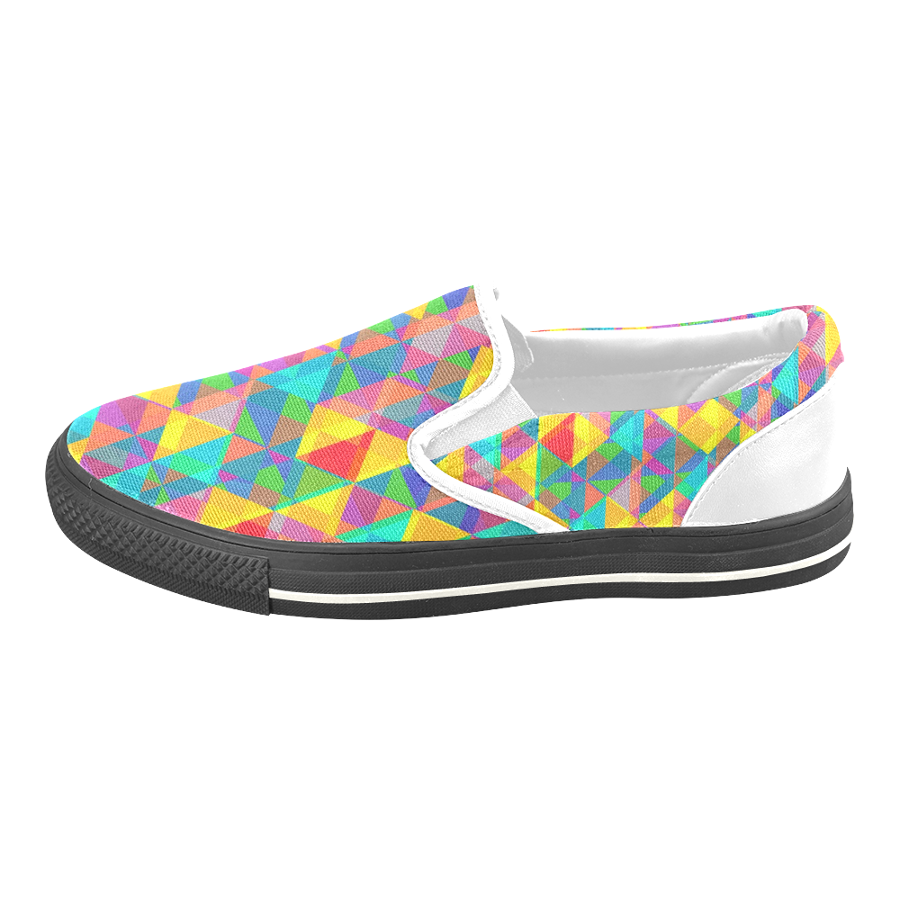 Colorful Abstract Christmas New Year Celebration Women's Unusual Slip-on Canvas Shoes (Model 019)