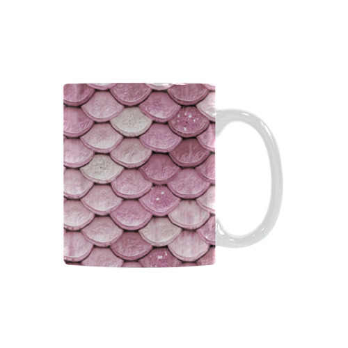 Pink sparkle glitter mermaid pattern White Mug(11OZ)