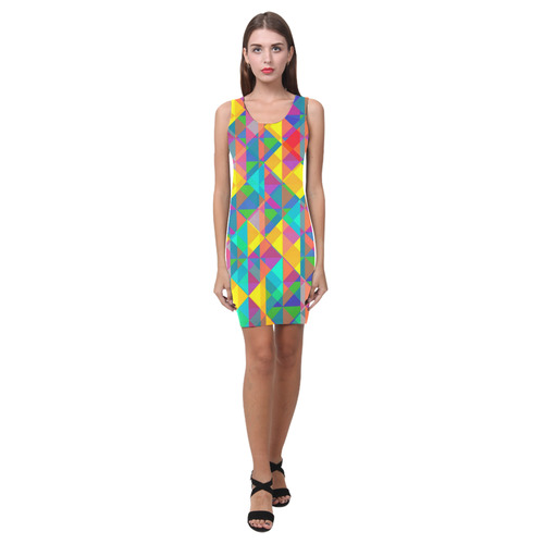 Colorful Abstract Christmas New Year Celebration Medea Vest Dress (Model D06)