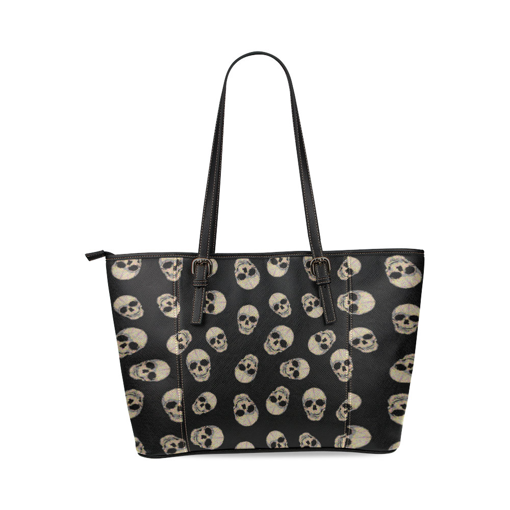 The Living Skull Leather Tote Bag/Small (Model 1640)