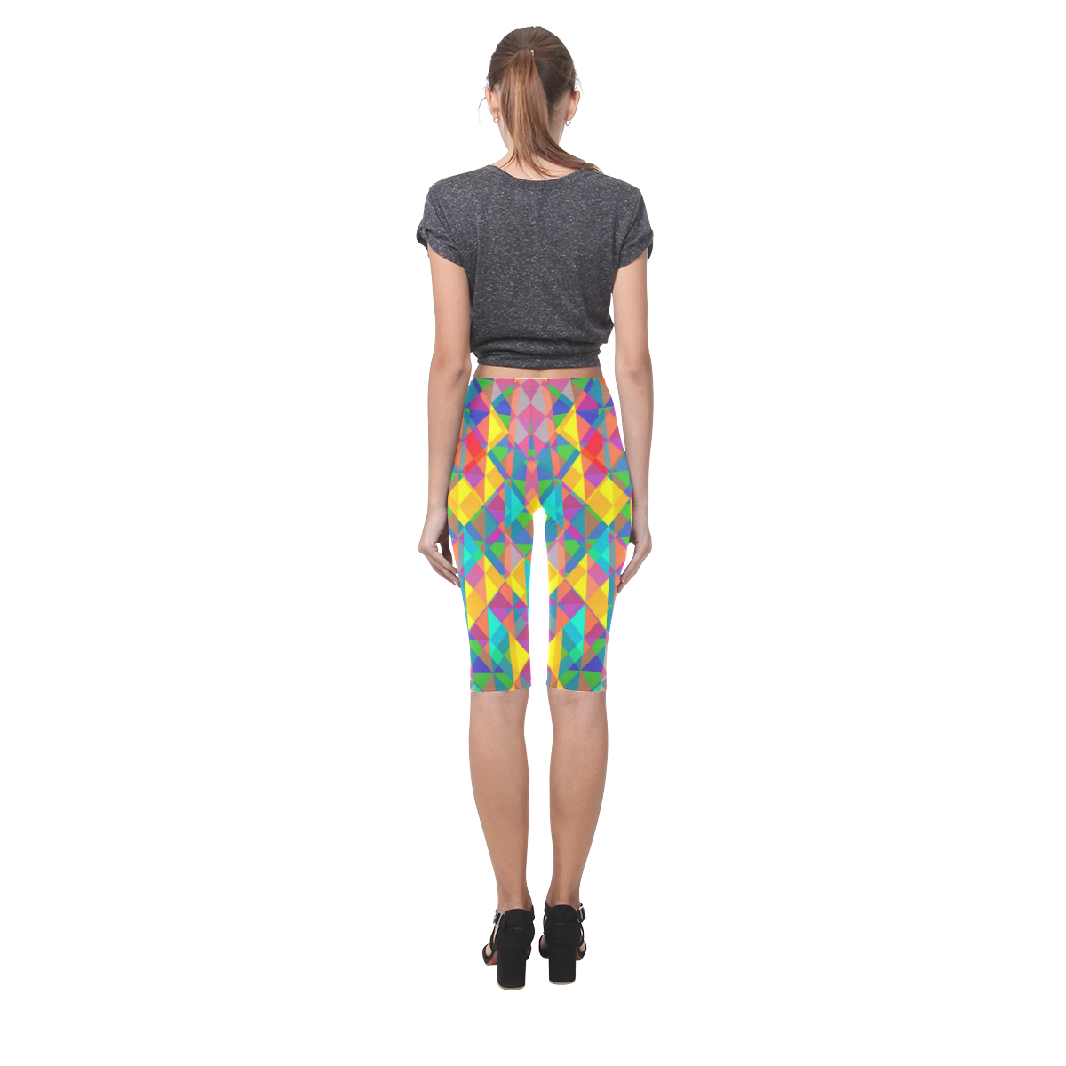 Colorful Abstract Christmas New Year Celebration Hestia Cropped Leggings (Model L03)