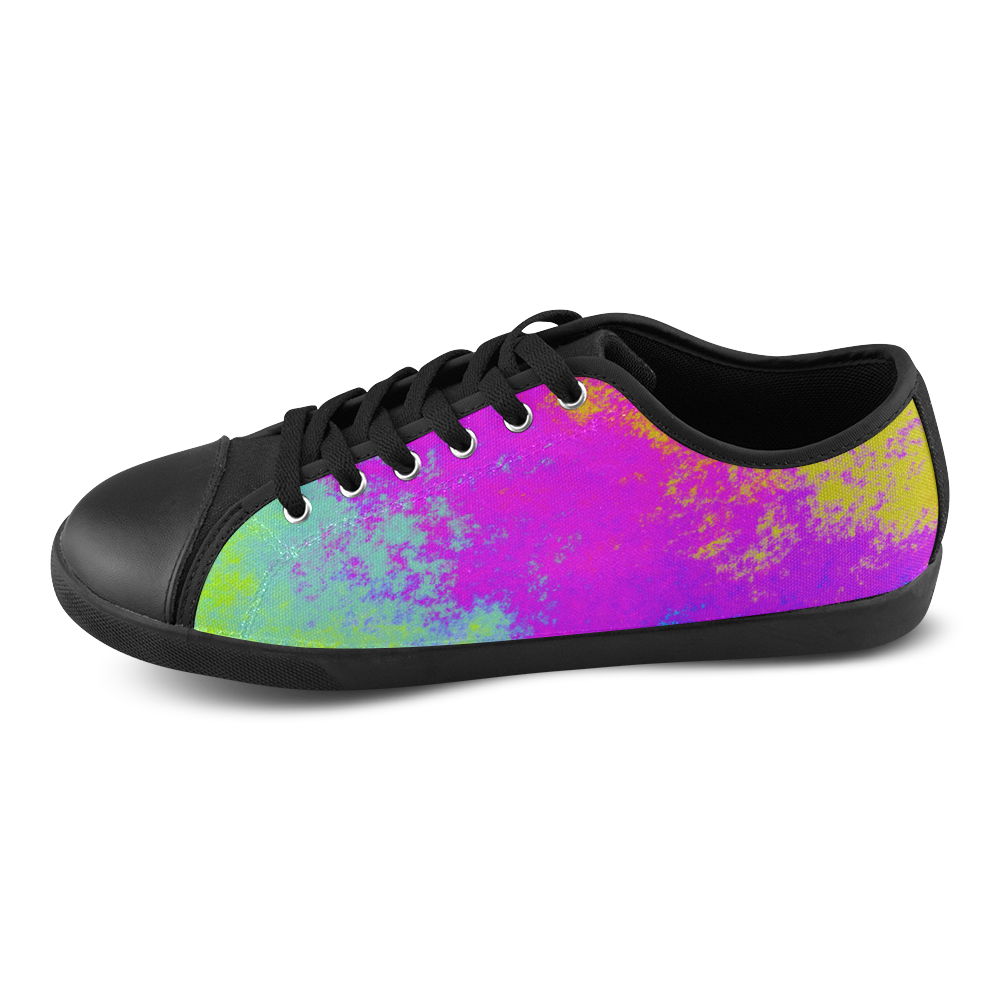 Grunge Radial Gradients Red Yellow Pink Cyan Green Canvas Shoes for Women/Large Size (Model 016)