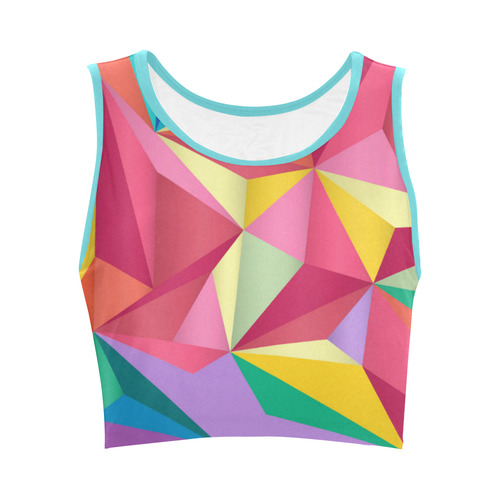 Colorful Triangles Abstract Geometric Women's Crop Top (Model T42)