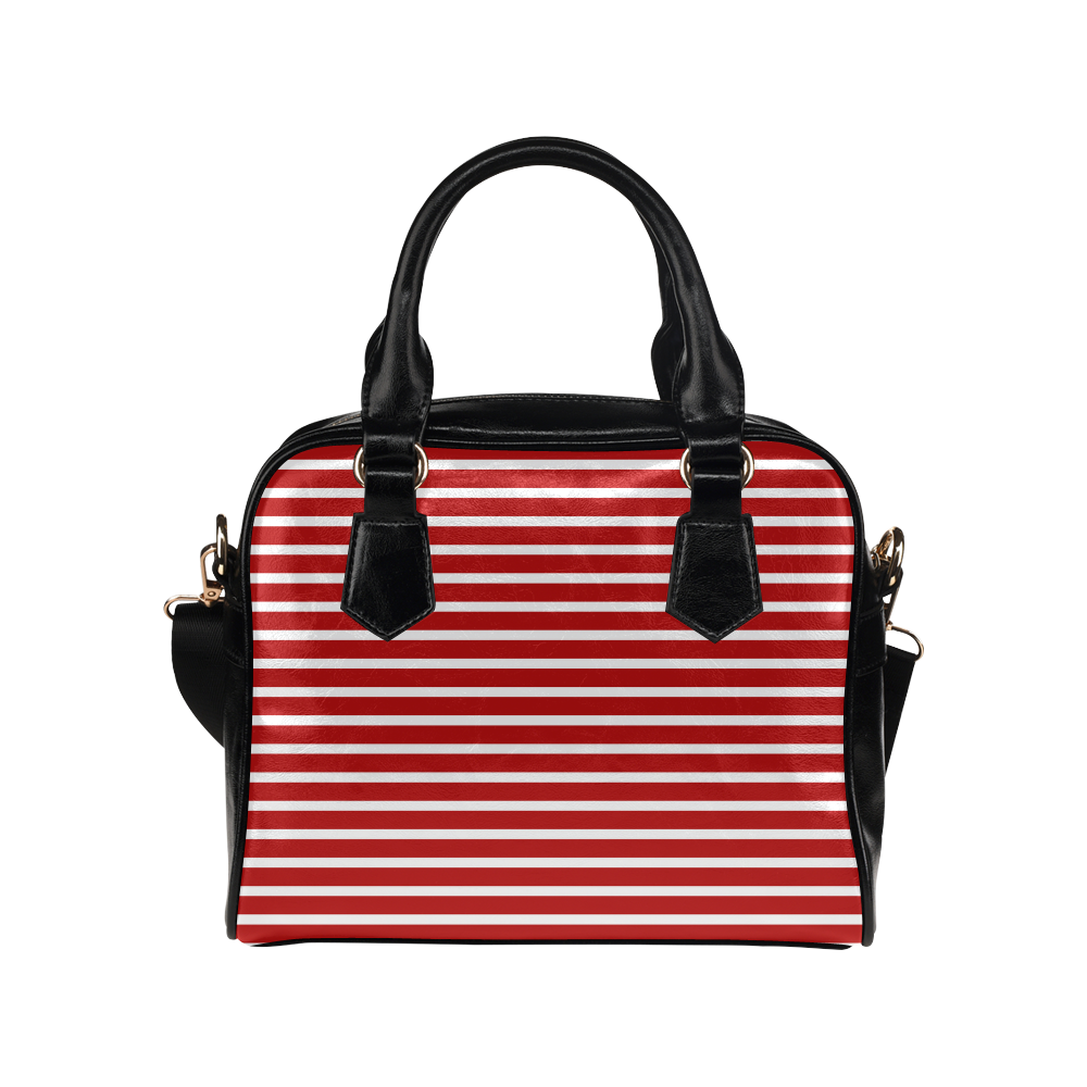 Narrow White Flat Stripes Pattern Shoulder Handbag (Model 1634)