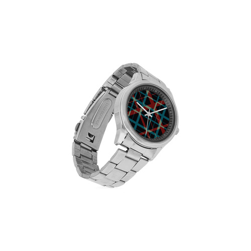 Plaid I Cool Modern Plaid Pattern Men's Stainless Steel Watch(Model 104)