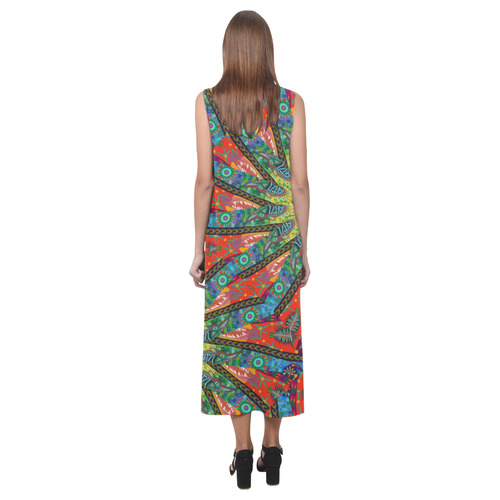 Spiral Pattern 20 by Sarah Walker NZ Phaedra Sleeveless Open Fork Long Dress (Model D08)