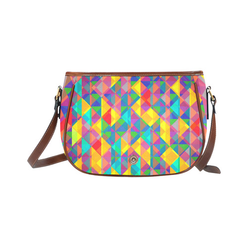 Colorful Abstract Christmas New Year Celebration Saddle Bag/Small (Model 1649) Full Customization