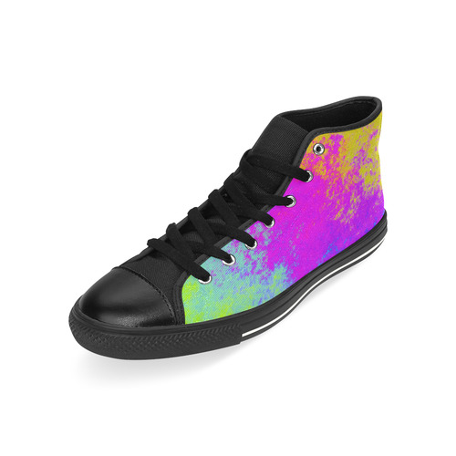 Grunge Radial Gradients Red Yellow Pink Cyan Green High Top Canvas Women's Shoes/Large Size (Model 017)
