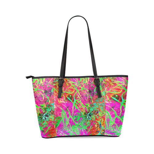 Sea weed in Neon by Martina Webster Leather Tote Bag/Small (Model 1640)