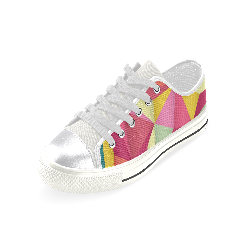 Colorful Triangles Abstract Geometric Canvas Women's Shoes/Large Size (Model 018)
