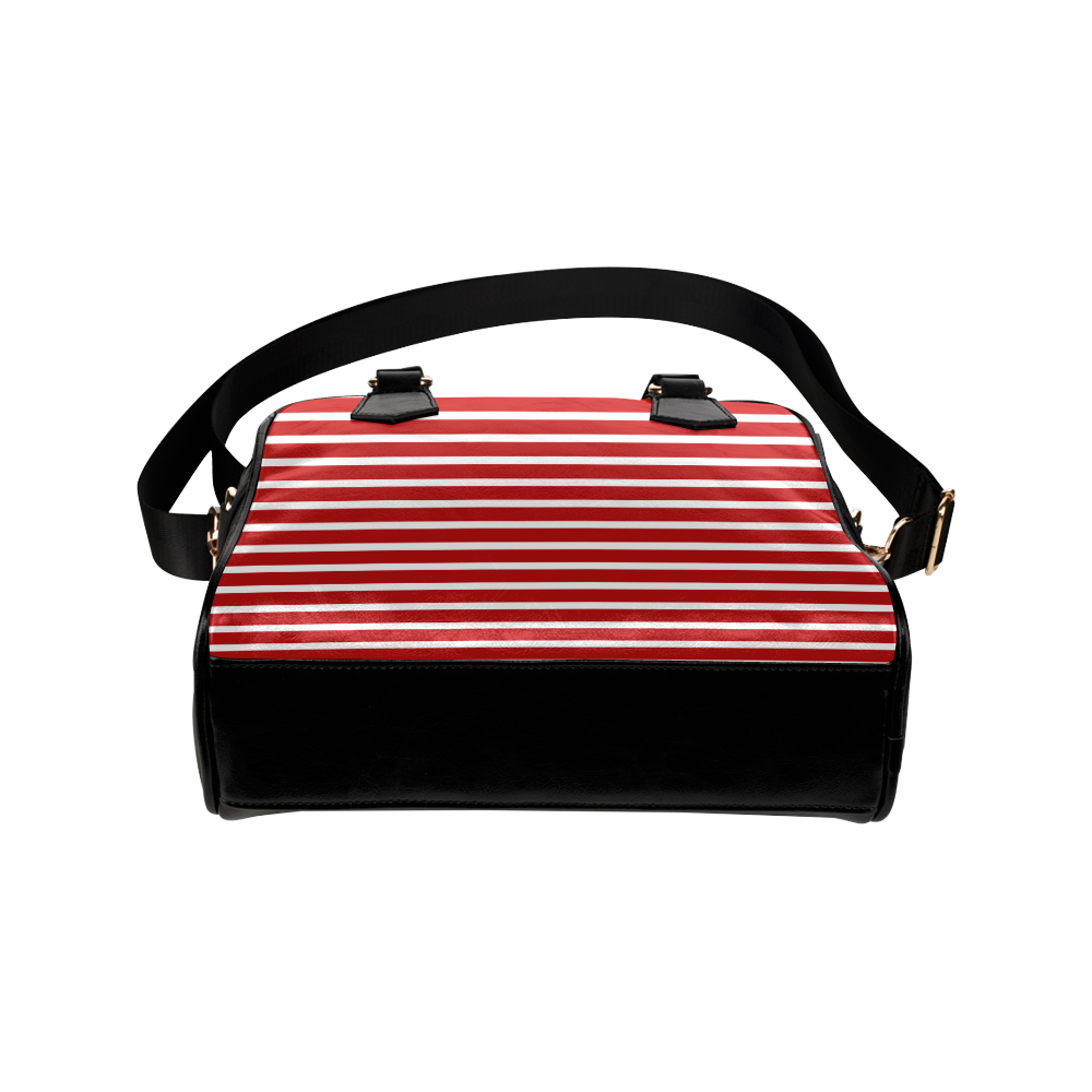 Narrow White Flat Stripes Pattern Shoulder Handbag (Model 1634)