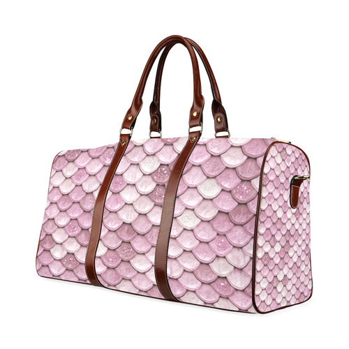 Pink sparkle glitter mermaid pattern Waterproof Travel Bag/Large (Model 1639)