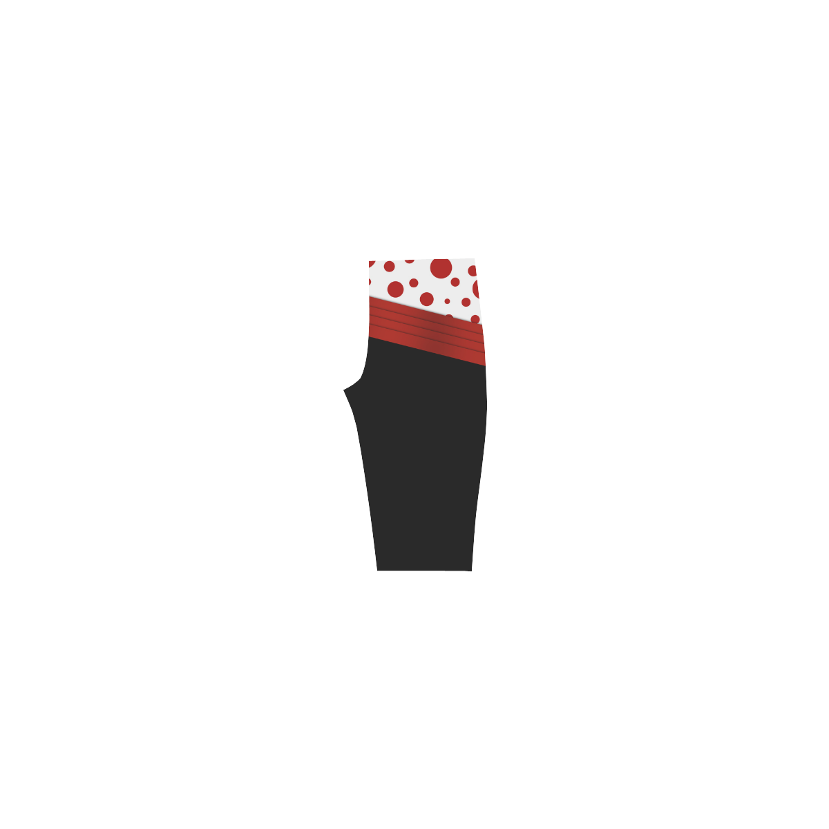 Polka Dots with Red Sash on Black Hestia Cropped Leggings (Model L03)