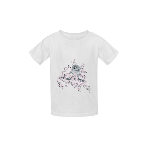 Cute Owl And Cherry Blossoms Girls Kid's  Classic T-shirt (Model T22)