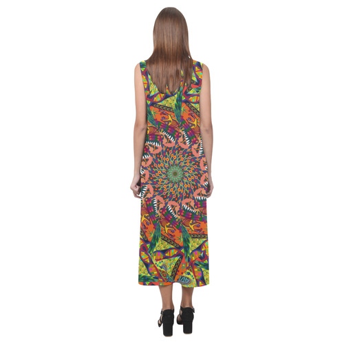 Spiral Pattern 19 by Sarah Walker NZ Phaedra Sleeveless Open Fork Long Dress (Model D08)