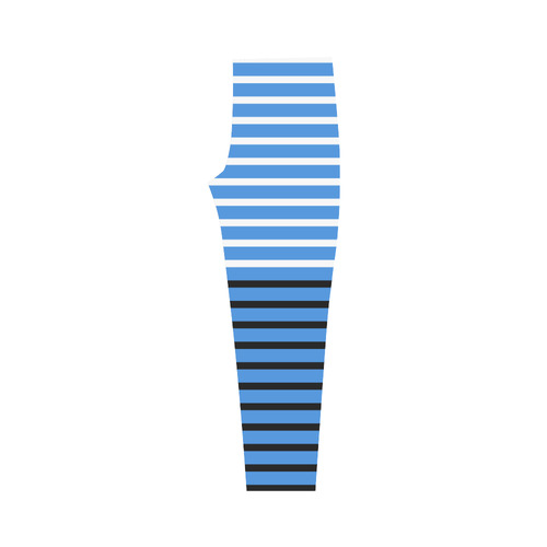 Narrow White & Black Flat Stripes Pattern Capri Legging (Model L02)
