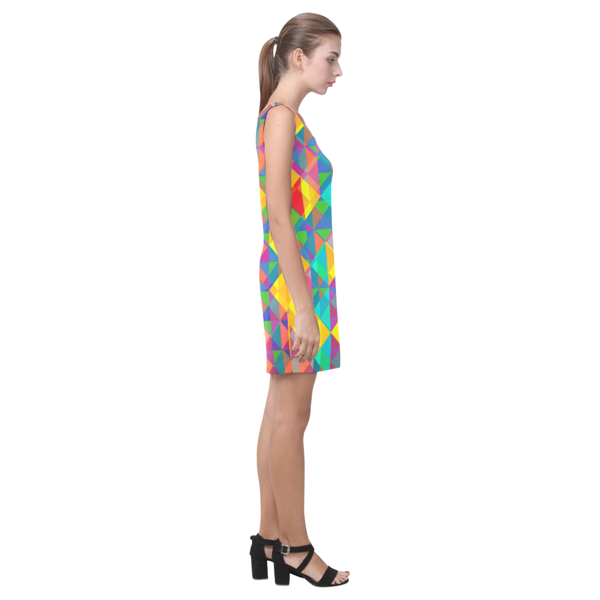 Colorful Abstract Christmas New Year Celebration Medea Vest Dress (Model D06)