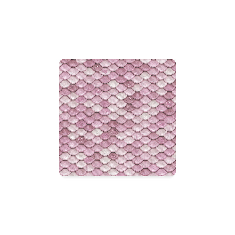 Pink sparkle glitter mermaid pattern Square Coaster