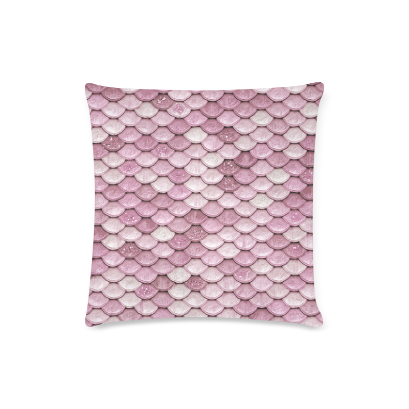 Pink sparkle glitter mermaid pattern Custom Zippered Pillow Case 16"x16"(Twin Sides)