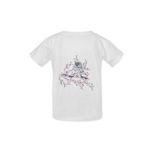 Cute Owl And Cherry Blossoms Girls Kid's  Classic T-shirt (Model T22)