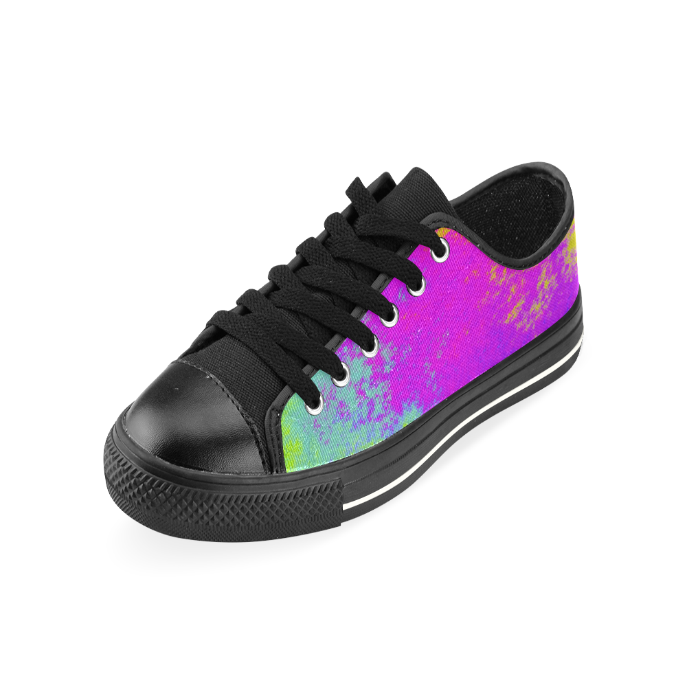 Grunge Radial Gradients Red Yellow Pink Cyan Green Canvas Women's Shoes/Large Size (Model 018)