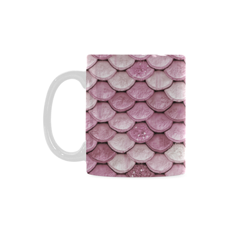 Pink sparkle glitter mermaid pattern White Mug(11OZ)