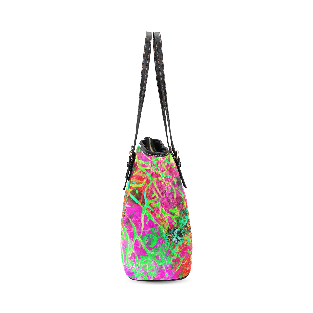 Sea weed in Neon by Martina Webster Leather Tote Bag/Small (Model 1640)