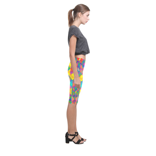 Colorful Abstract Christmas New Year Celebration Hestia Cropped Leggings (Model L03)