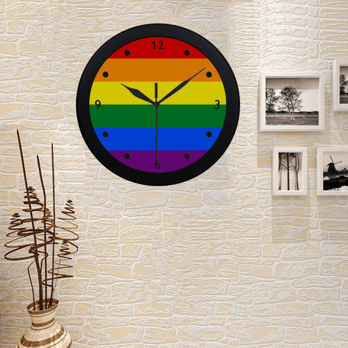 GAY PRIDE Rainbow Flag Colored Stripes Circular Plastic Wall clock