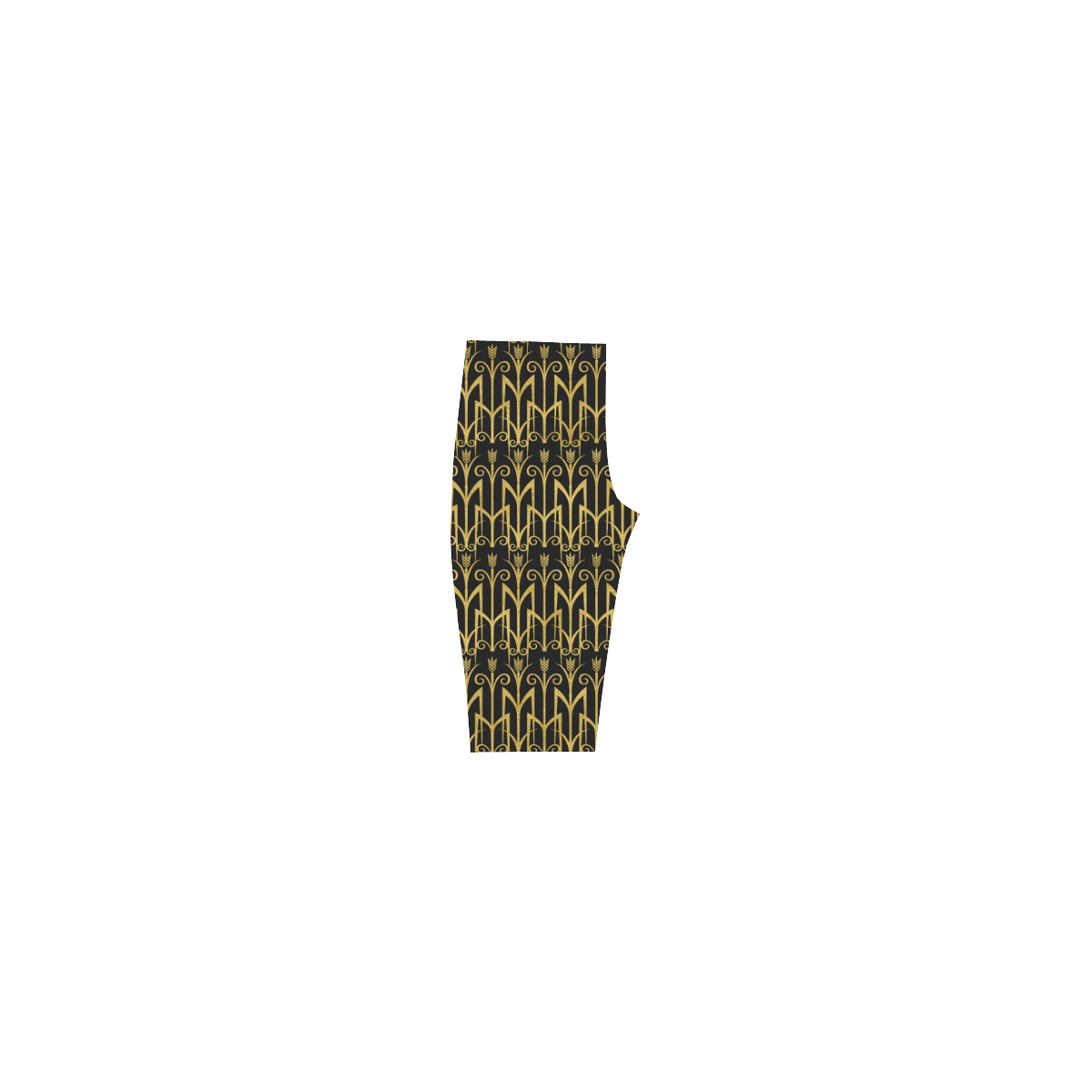 Beautiful Black And Gold Art Deco Pattern Hestia Cropped Leggings (Model L03)