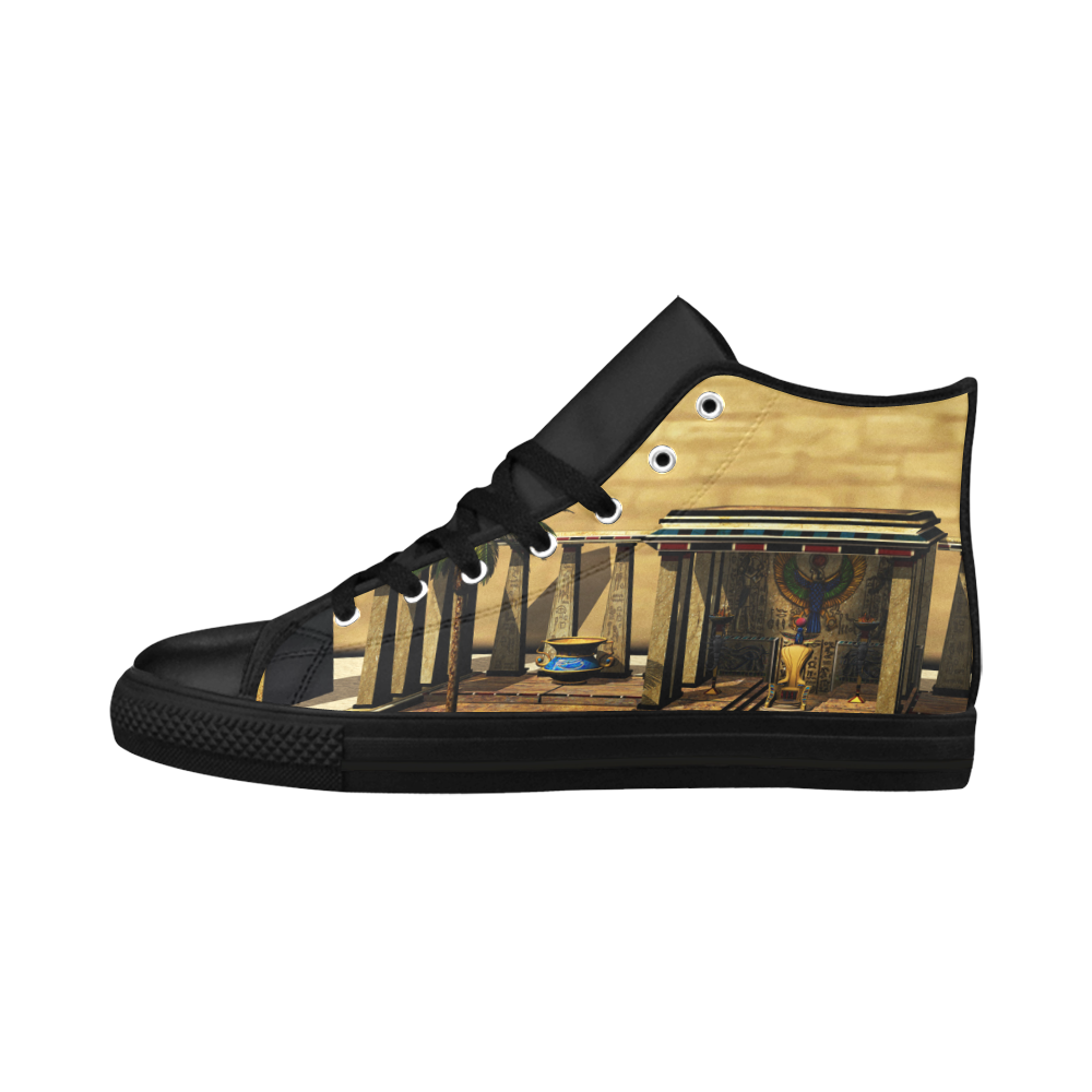 Awesome egyptian temple Aquila High Top Microfiber Leather Men's Shoes/Large Size (Model 032)