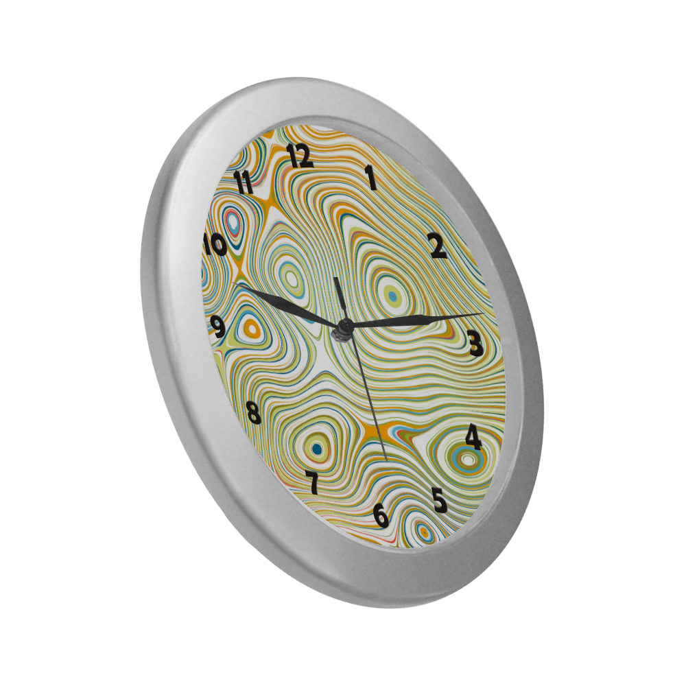 Multicolor Fluent Circle Silver Color Wall Clock