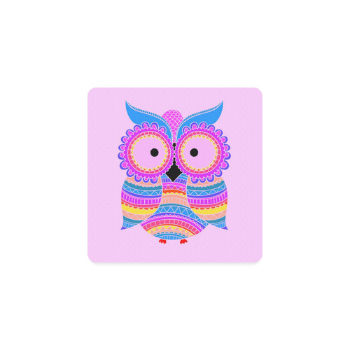 Hot Colors Pink Blue Yellow Owl Square Coaster