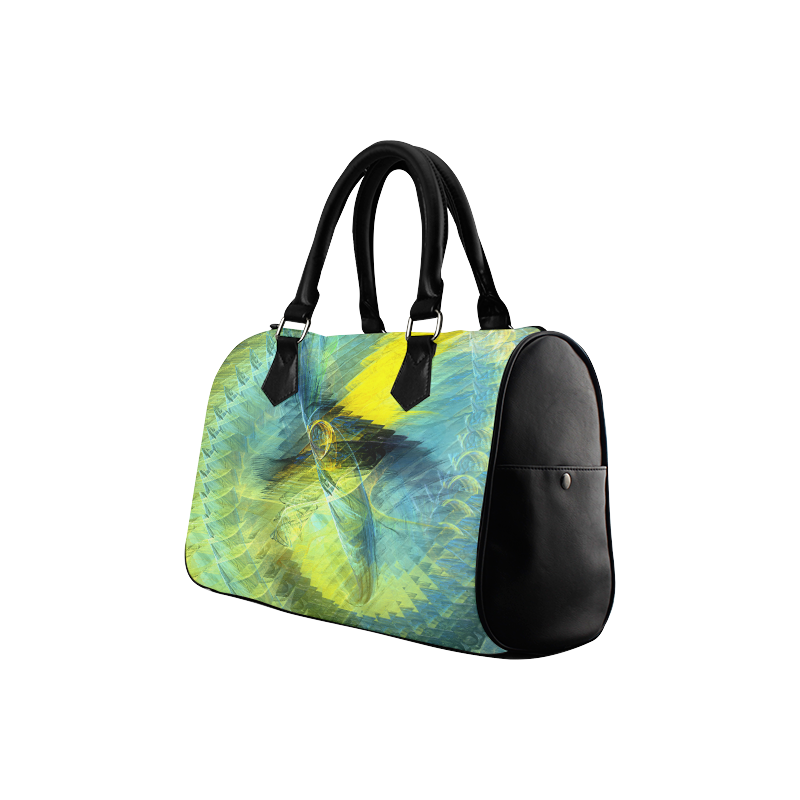 Light Blue Yellow Abstract Fractal Boston Handbag (Model 1621)