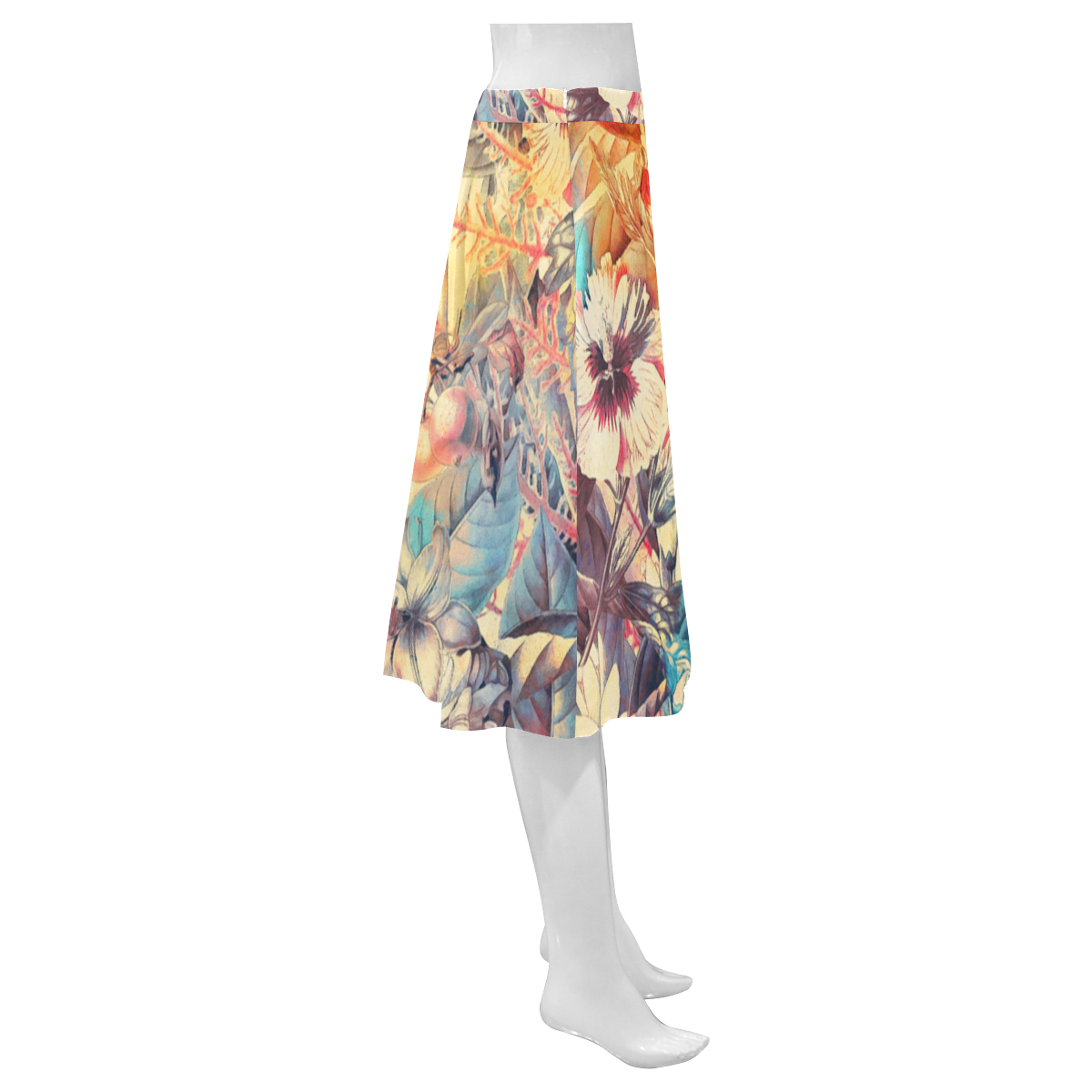 flowers 6 Mnemosyne Women's Crepe Skirt (Model D16)