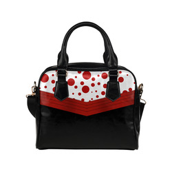 Polka Dots and Red Sash on Black Shoulder Handbag (Model 1634)