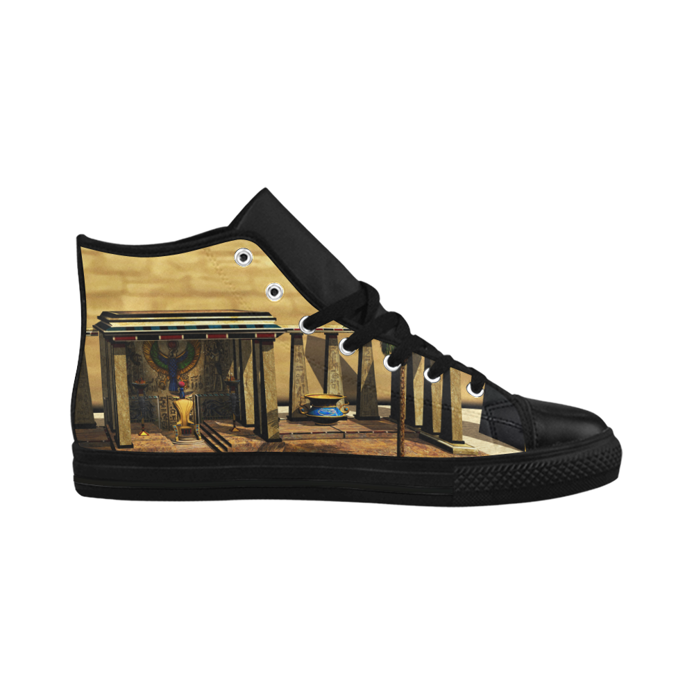 Awesome egyptian temple Aquila High Top Microfiber Leather Men's Shoes/Large Size (Model 032)