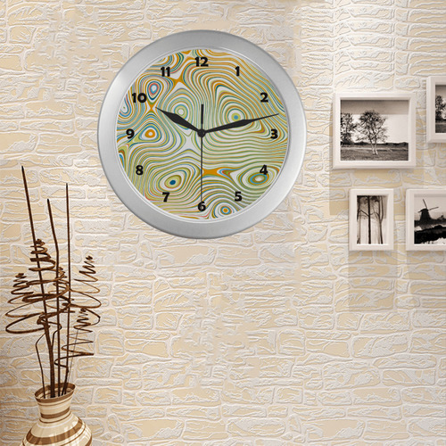 Multicolor Fluent Circle Silver Color Wall Clock