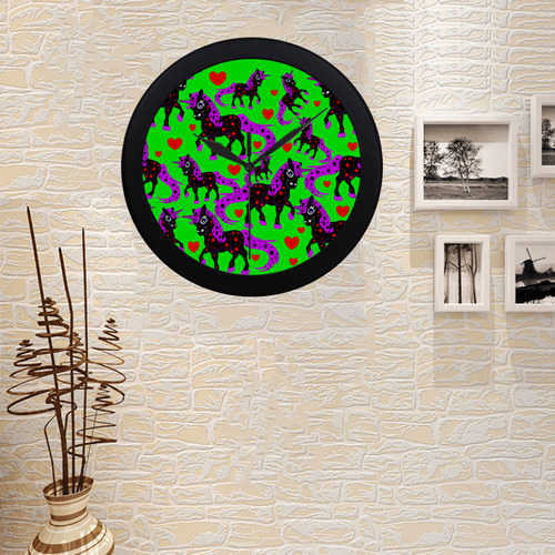 multi-unicorns-in-love Circular Plastic Wall clock