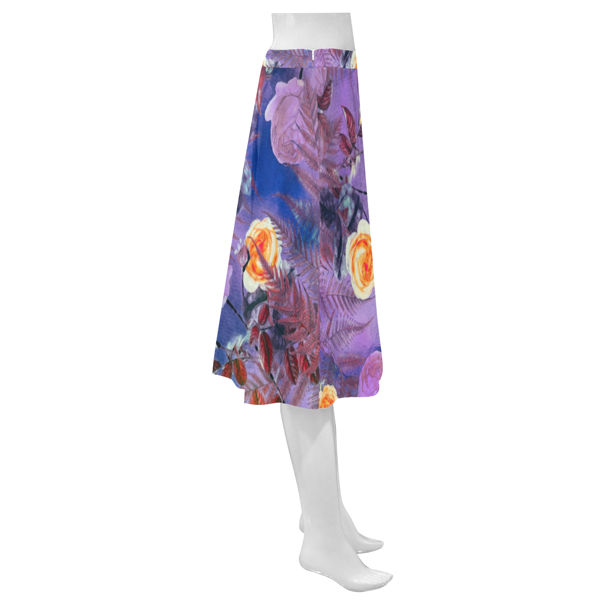 flowers 1 Mnemosyne Women's Crepe Skirt (Model D16)
