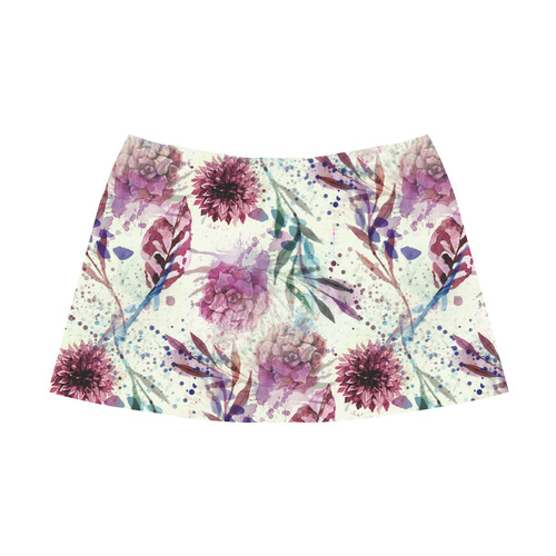 Water Color Flowers Mnemosyne Women's Crepe Skirt (Model D16)