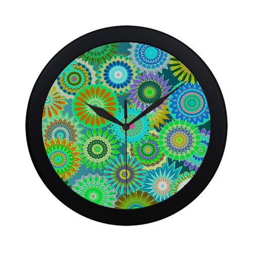 Funky flowers A Circular Plastic Wall clock