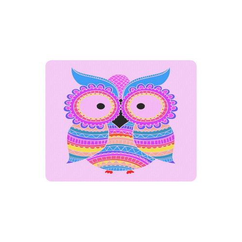 Pink Blue Yellow Owl Cute Hot Colors Rectangle Mousepad