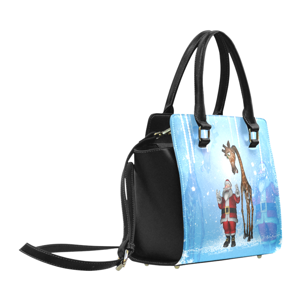 Funny Santa Claus and giraffe Classic Shoulder Handbag (Model 1653)