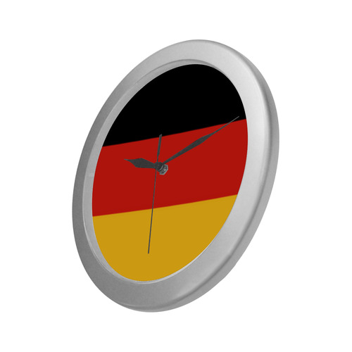 German Flag Colored Stripes Silver Color Wall Clock