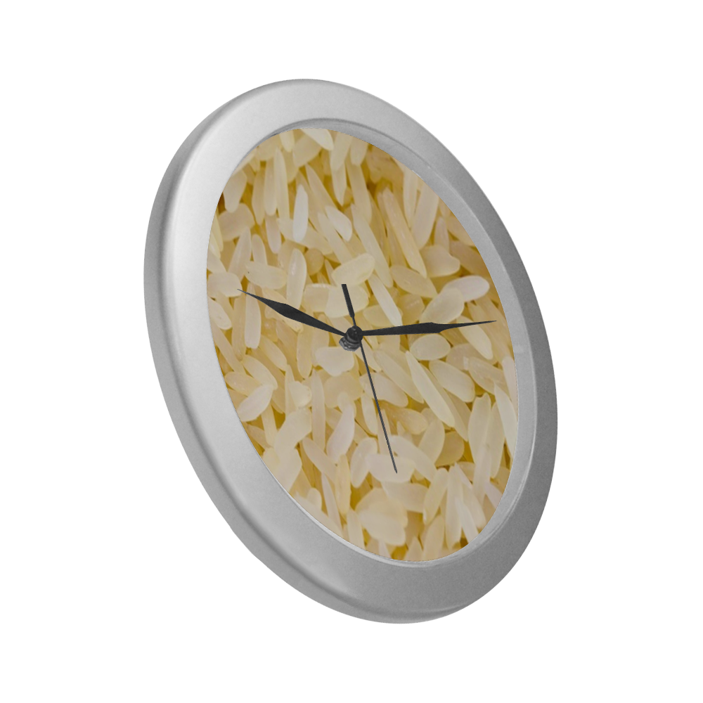 tasty rice Silver Color Wall Clock