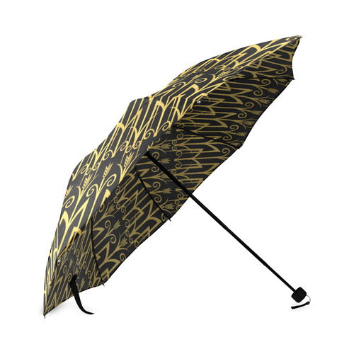Beautiful Black And Gold Art Deco Pattern Foldable Umbrella (Model U01)