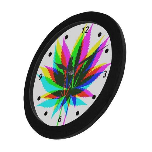 Wild Hemp Leaves - neon colored Circular Plastic Wall clock