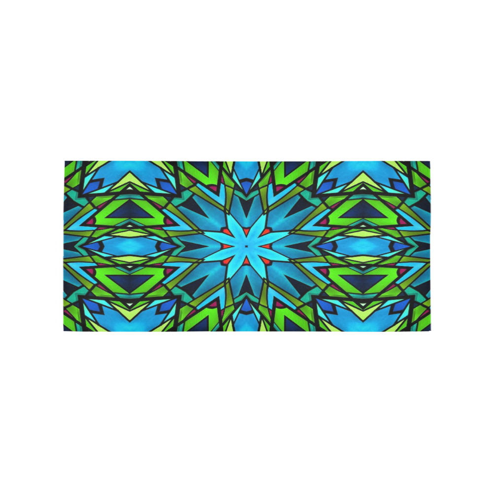 Blue and Green Stained Glass Area Rug 7'x3'3''